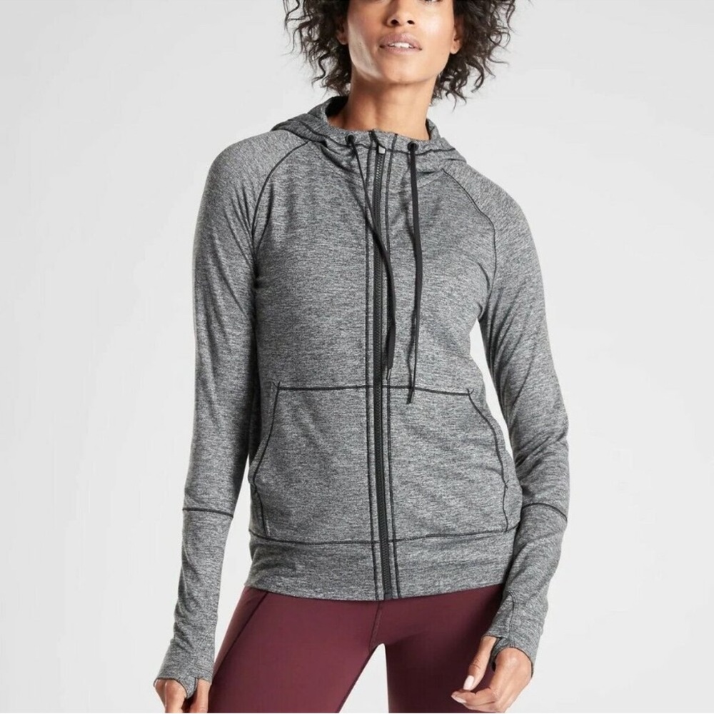 Athleta‎ Uptempo Hoodie Jacket, Black Heather Size XS